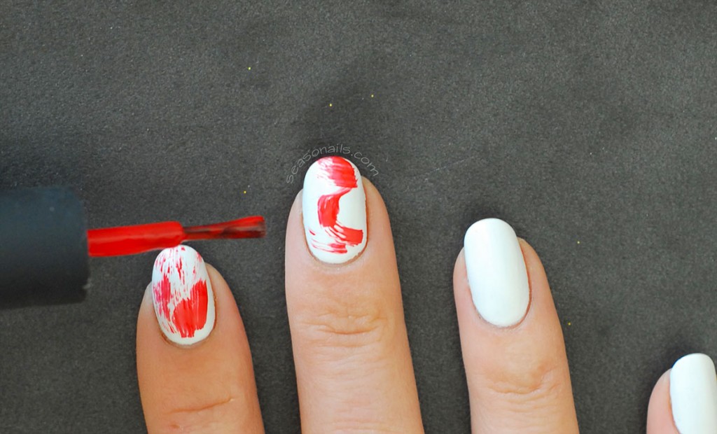 abstract white red nails how to
