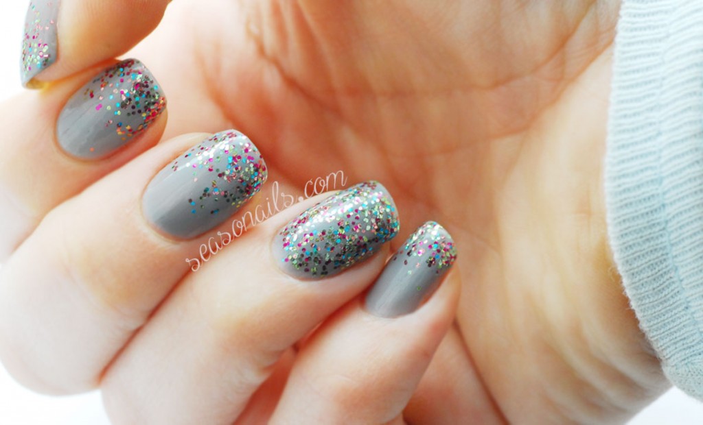 Christmas nails grey glitter gradient Seasonails FGT polish