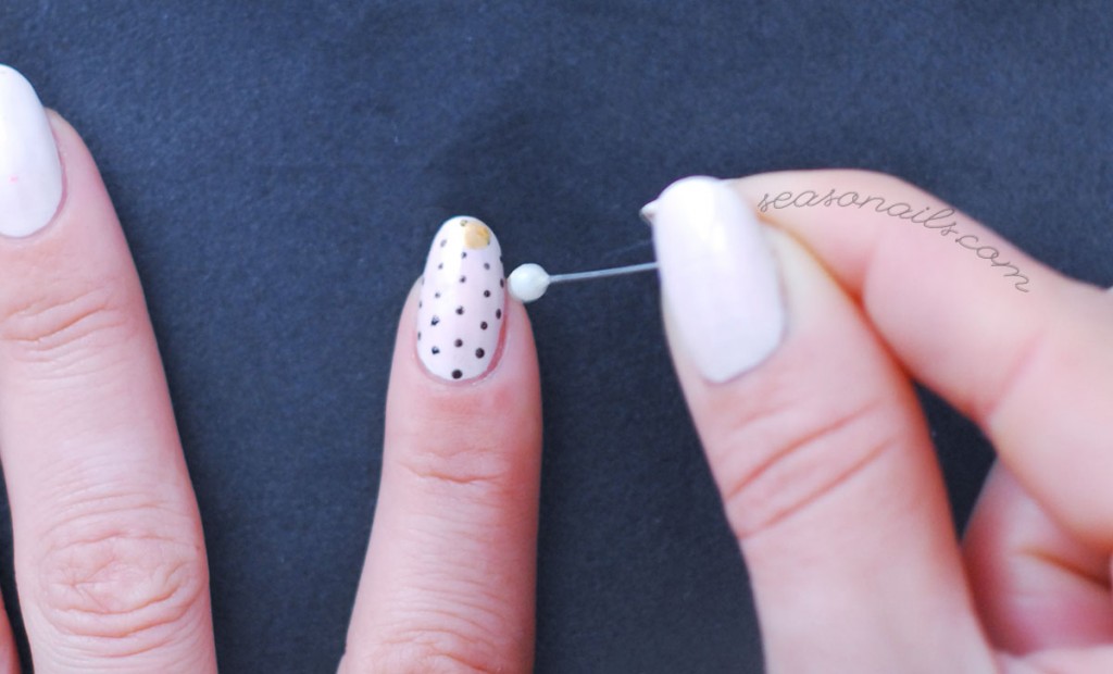 dotted chocolate gold nails
