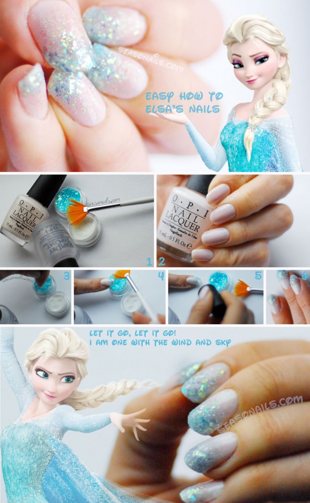 Frozen Elsa s nails tutorial Seasonails how to winter nail art
