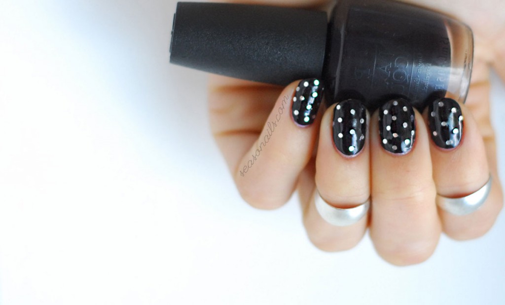 glitter dotticure black silver nails