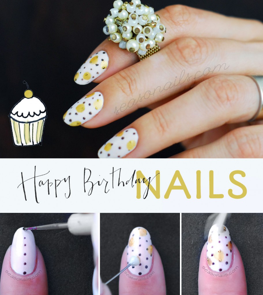 how to birthday party nails tutorial