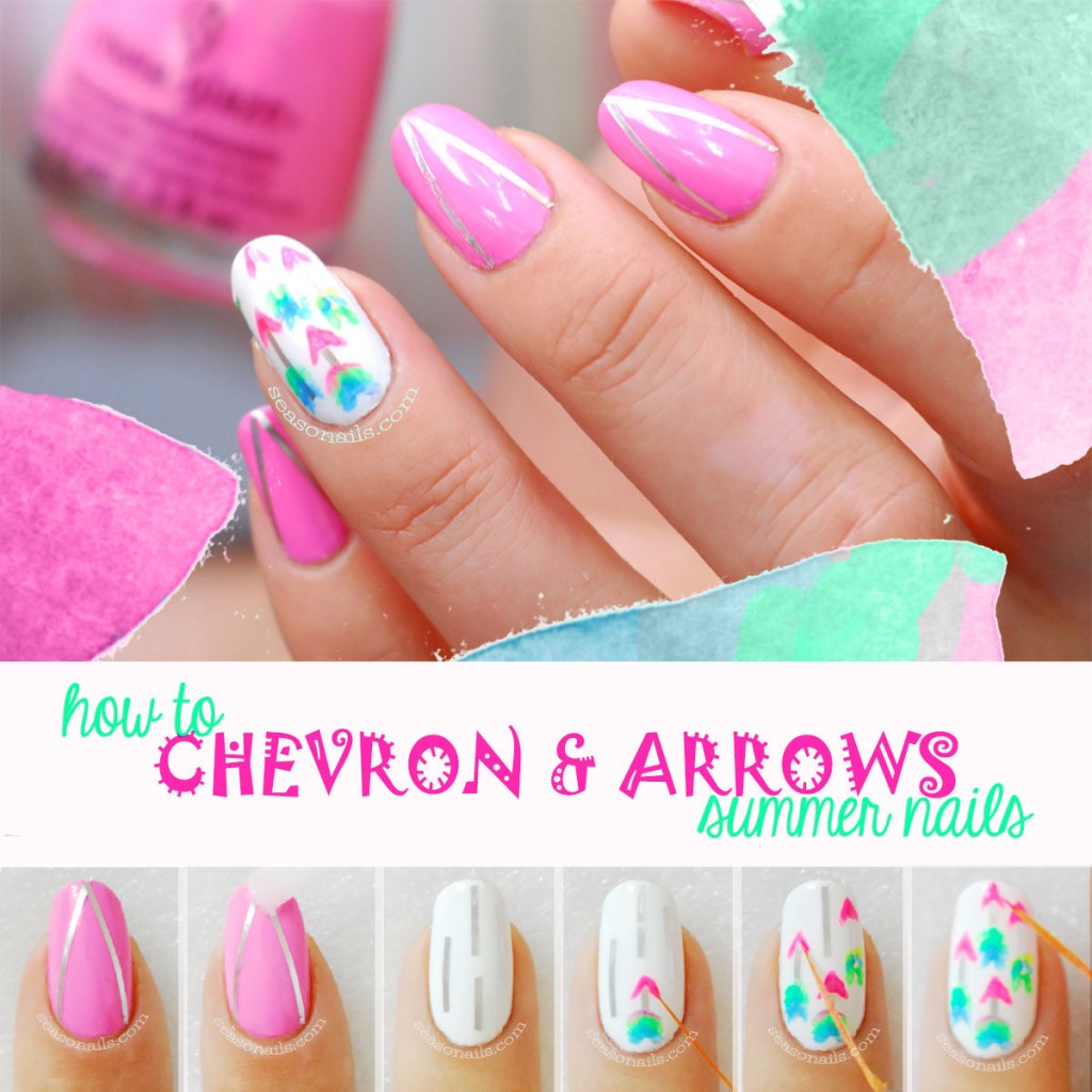 how to chevron arrows summer nail art tutorial