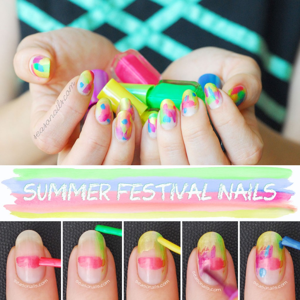 how to diy summer festival nails tutorial