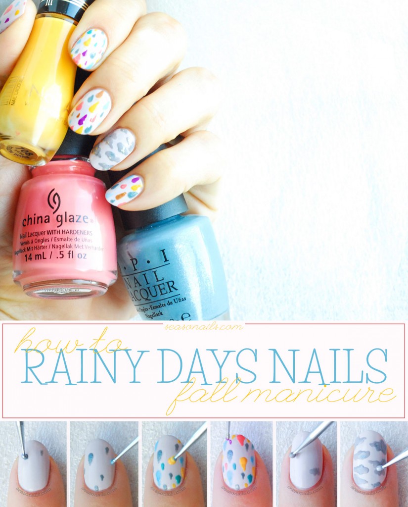 how to fall nails rainy manicure tutorial step by step