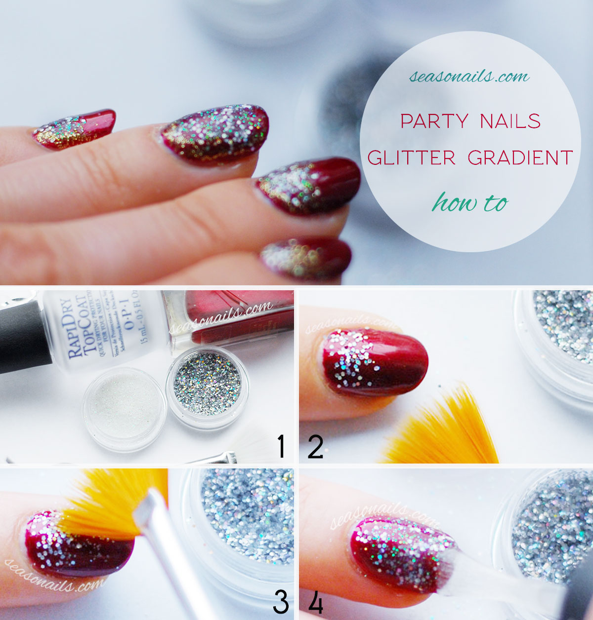 how to glitter party nails tutorial