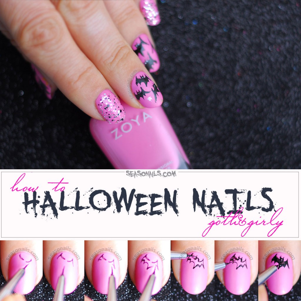 how to halloween nails bats step by step tutorial