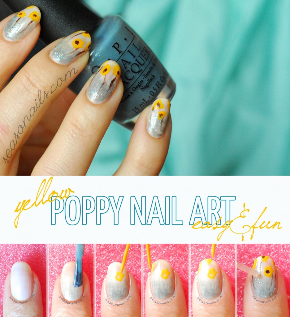 how to poppy spring summer nail art tutorial