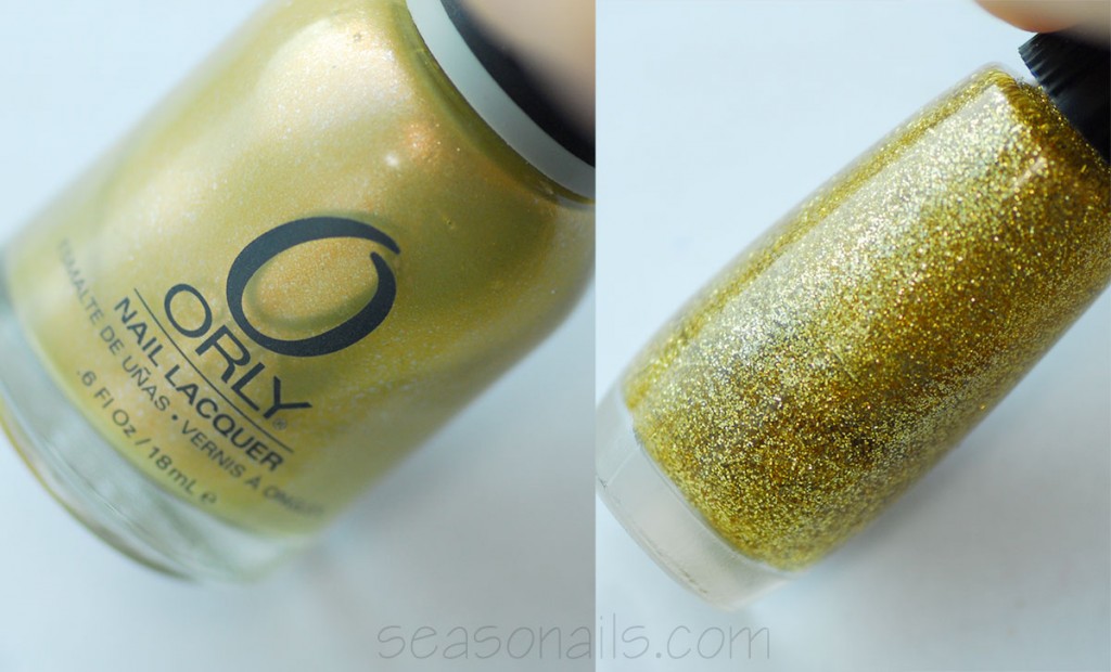 orly citrine cheer gold glitter nail art