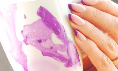 purple pink french nails