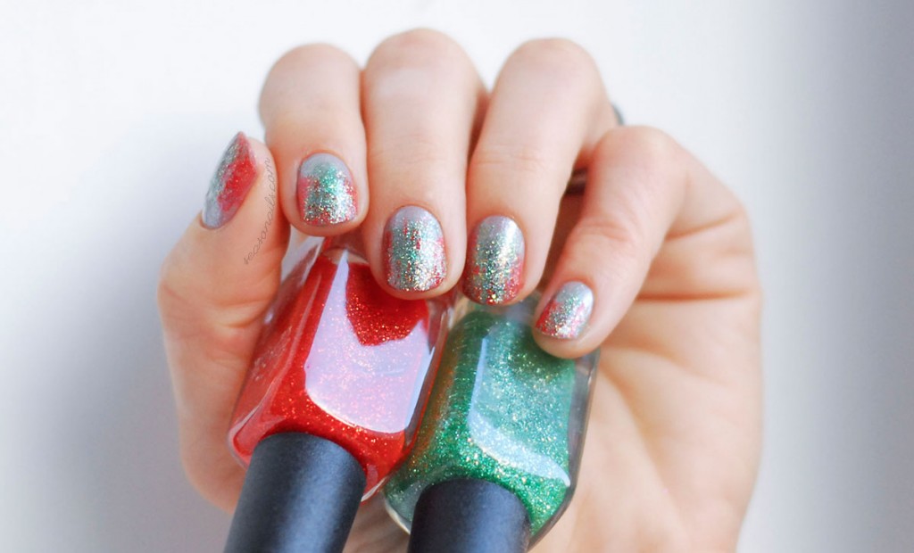 red green christmas glitter nails easy seasonails