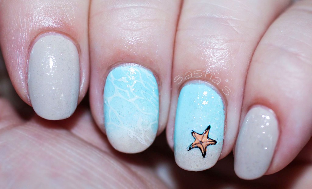 sandy beach summer holiday stamped nails