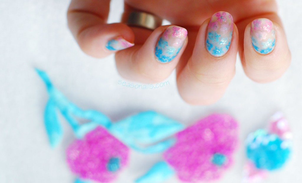 spring easter flowers gradient nails