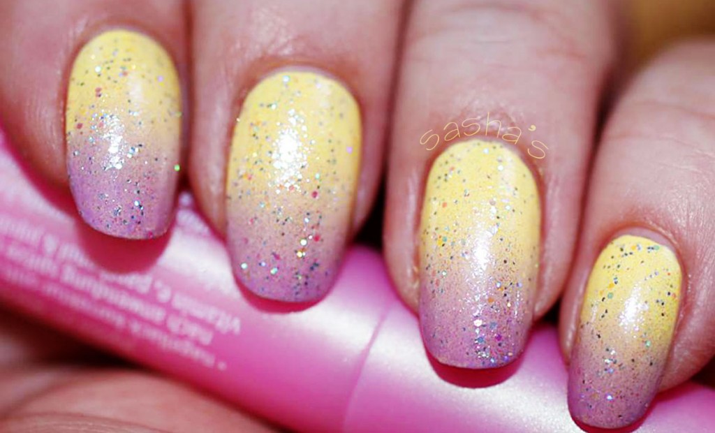 spring gradient pink yellow nails