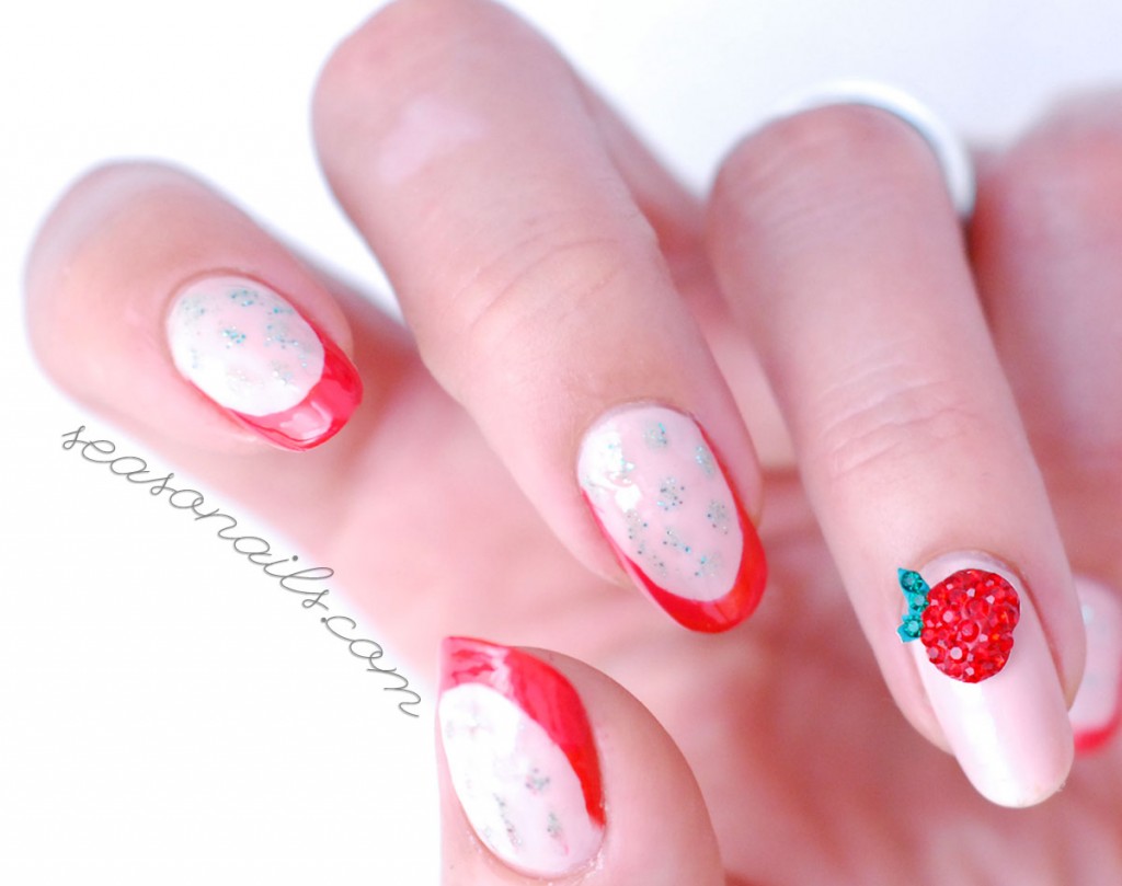 summer french strawberry nails