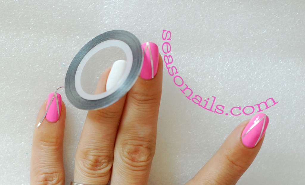 summer pink chevron stiletto nails