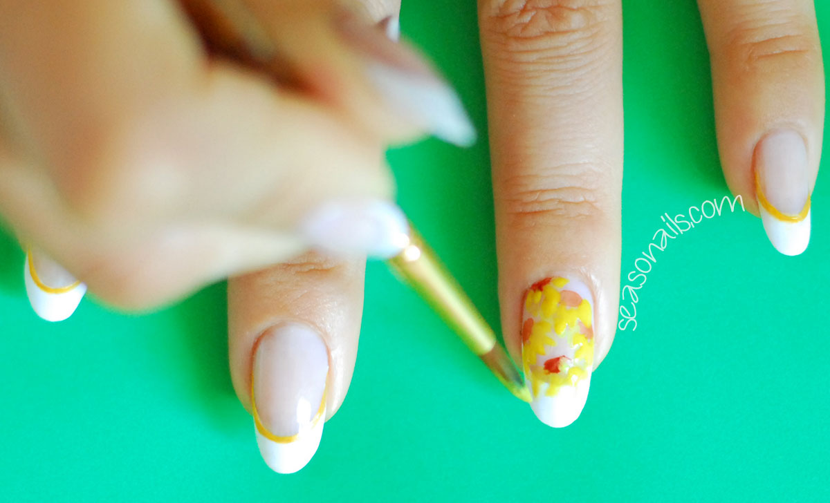 sunflower nail art step by step