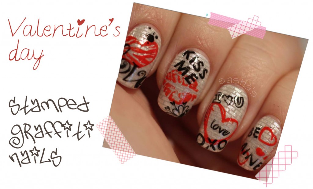 valentine s day stamped nails