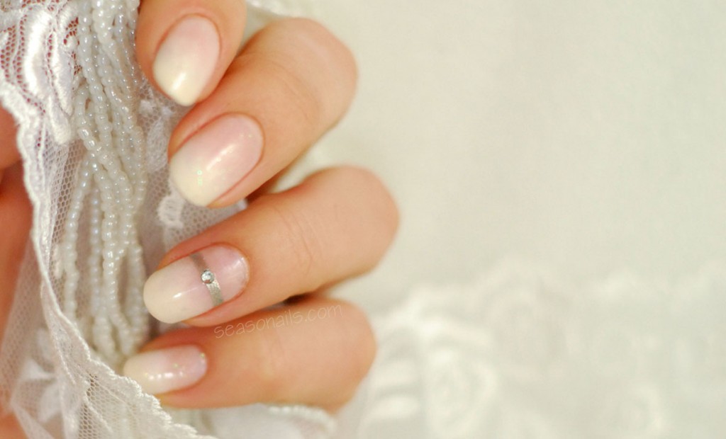 wedding bridal nails white silver