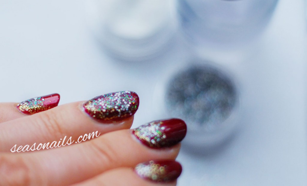wine party nails glitter