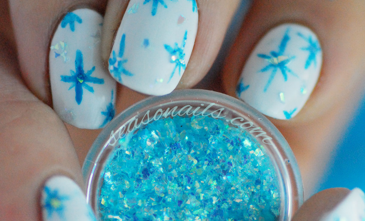 winter glitter stars nails