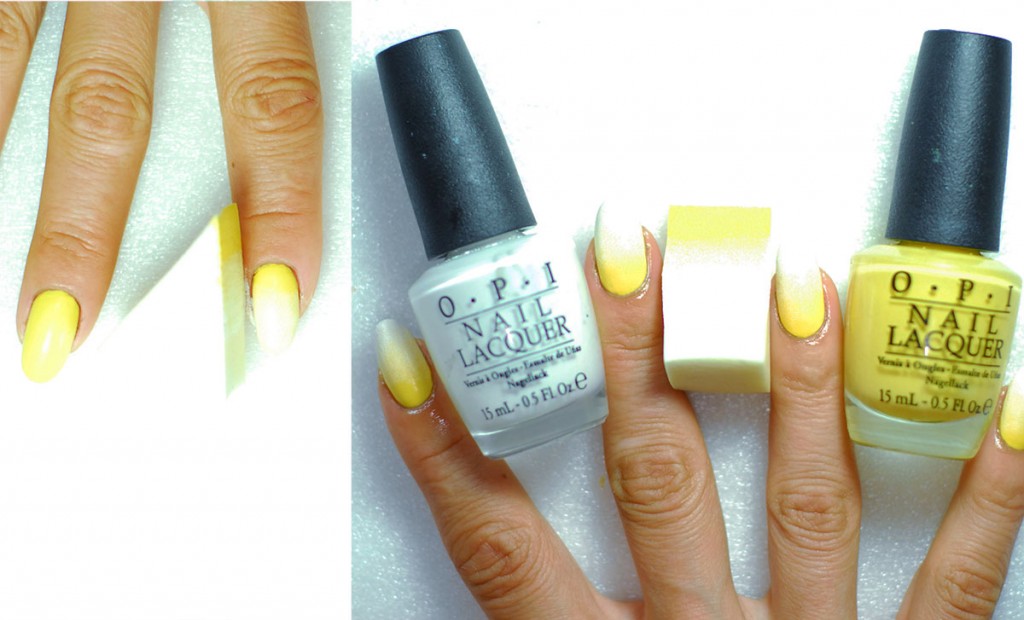 yellow white gradient nails opi