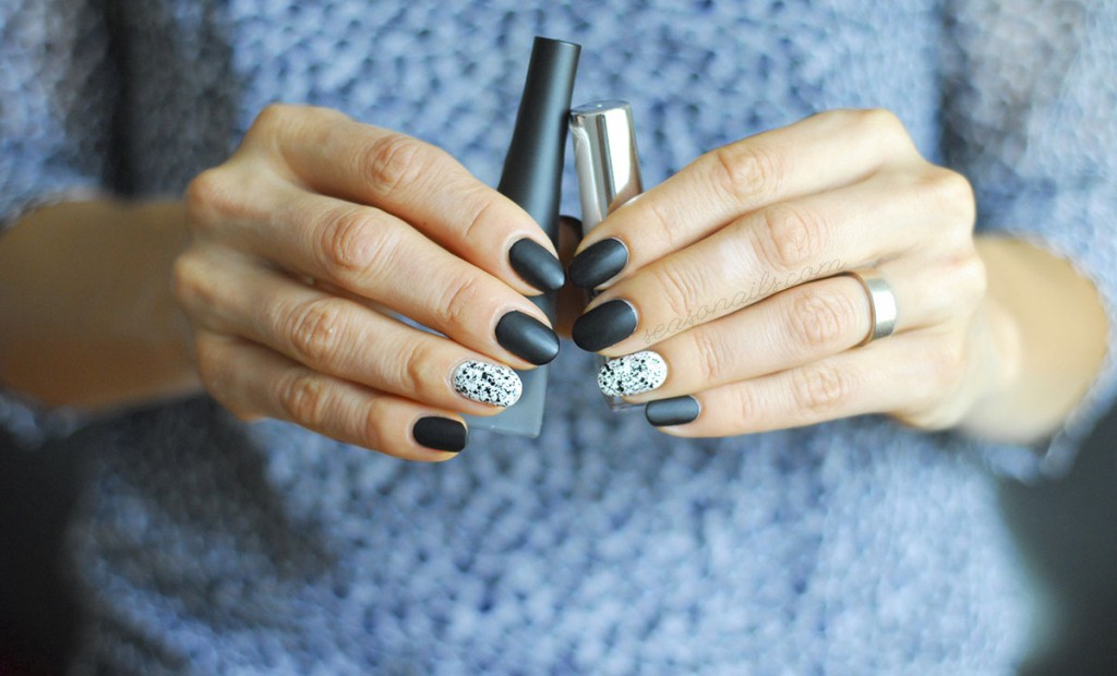 black and white salt and pepper party nails