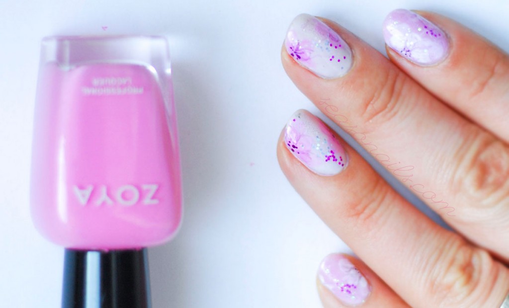 delicate pink spring flowers nails