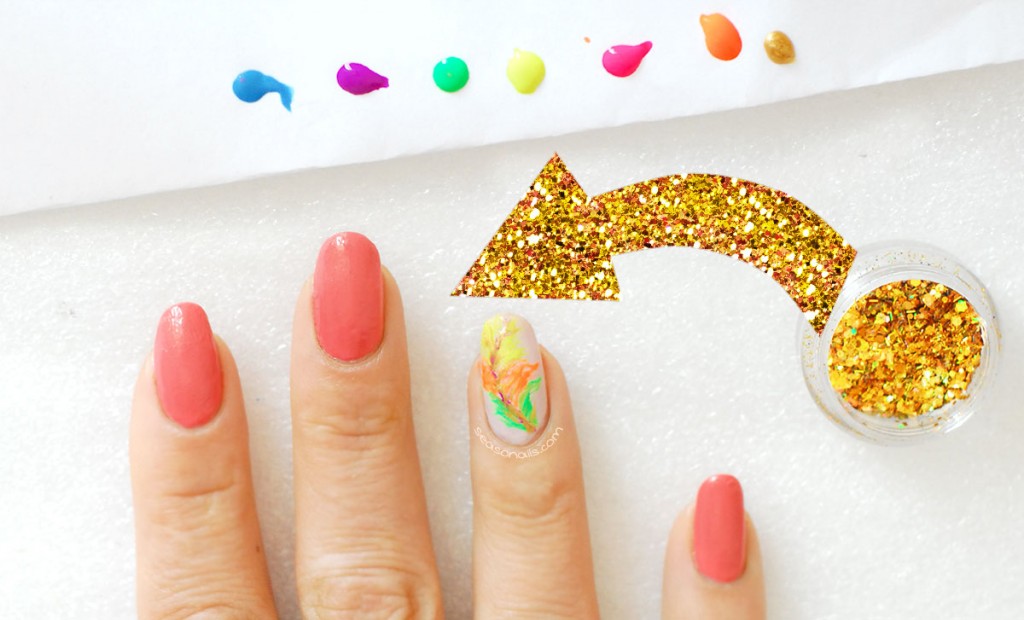 feather glitter summer nails how to
