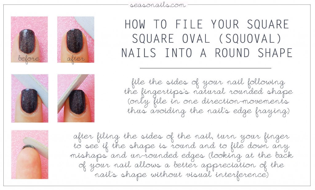 how to file your nails from square squoval to round