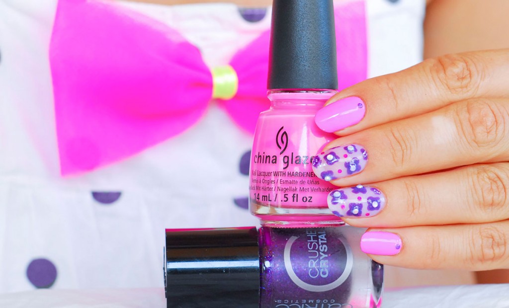 pink purple summer neon nails