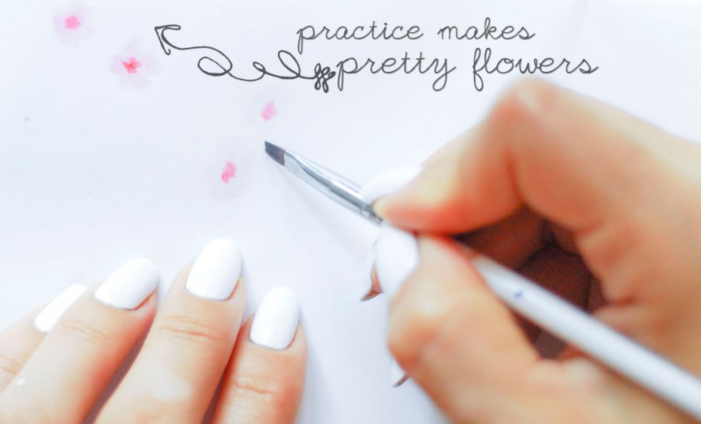 practice nail art flowers on paper