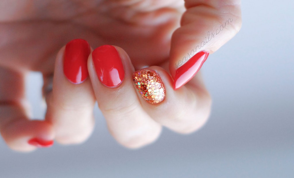 red glitter nails for party