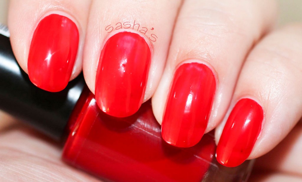 red jelly nails prepared for stamping