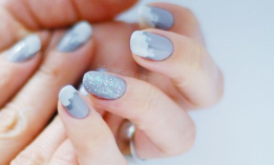 silver lining clouds nail art