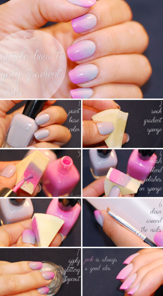 Simple How To Girly Gradient ombre nails Seasonails Tutorial