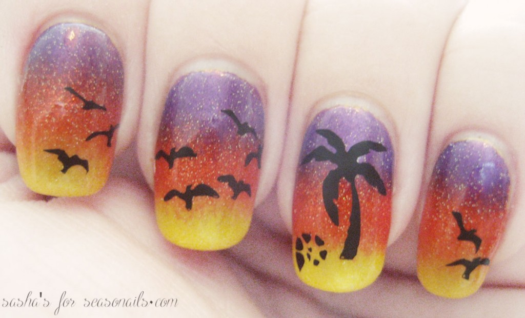 tropical sunset mani stamping tutorial Seasonails Sasha s