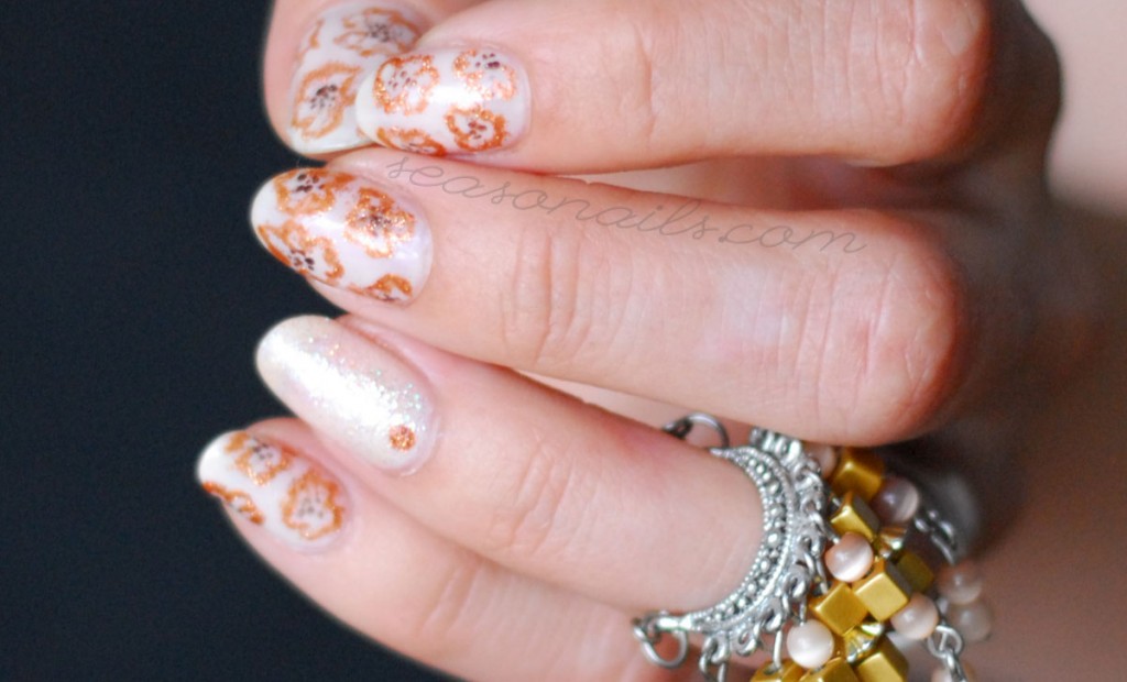 wedding guest nails copper flowers mani