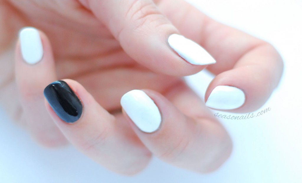 white nails black accent art base