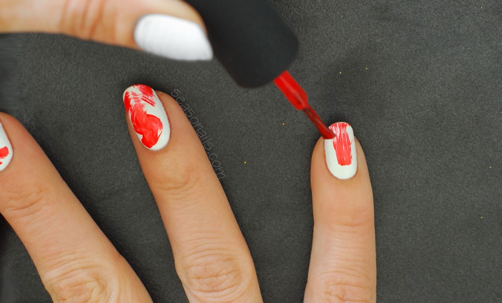 white red abstract nail art how to